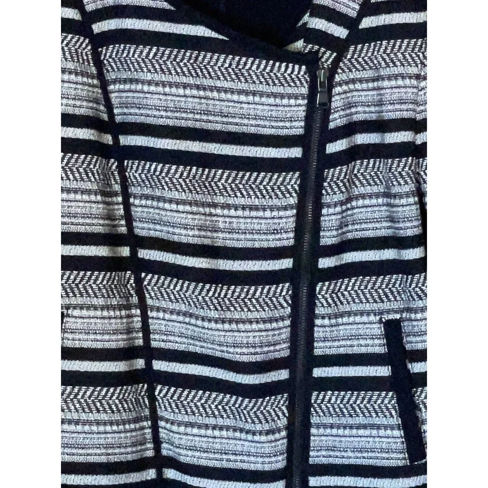 Women’s Lou & Grey Printed Asymmetric Fabric‎ Moto Jacket Size Large Black White